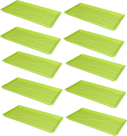 SUNPACK 10" x 20" Heavy Duty Mesh Plastic Seed Starting Tray, Lime Green, 1" (Pack of 10) - Ensures Water Drainage and Aeration, Perfect for Greenhouses or Indoor Gardening