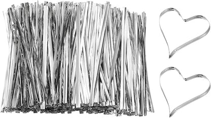 PATIKIL Bag Twist Ties 4 Inch, 800 Pcs Metallic Bread Ties for Treat Plastic Bags Gift Wrapping Candy Coffee Bag Plant Party Cake Favor, Silver
