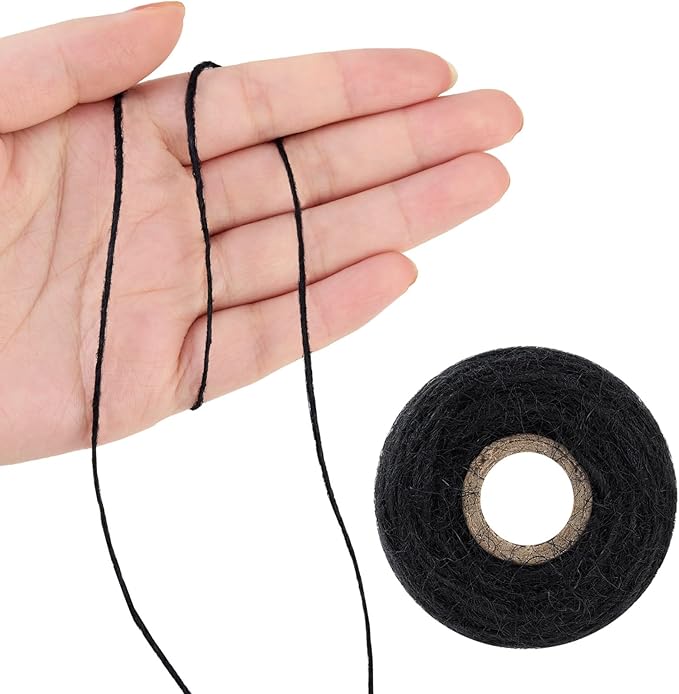 1mm 328 Feet Black Natural Jute Twine, for Crafts Gift, Craft Projects, Wrapping, Bundling, Packing, Holiday Packaging Twine, Gardening and More, Jute Rope to Use Around The House and Garden