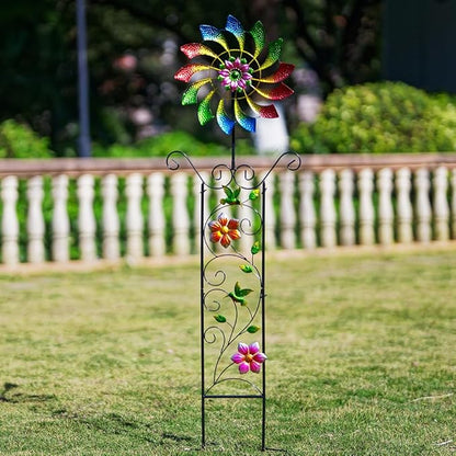 12.8” Wind Spinners Outdoor,Waterproof Wind Spinners for Yard and Garden,Kinetic Wind Spinner with Weather Vane,Yard Art Wind Sculptures & Spinners,Metal Muti-Color Pinwheels for Lawn Patio