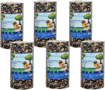 JCs Wildlife All Season Blend Premium Bird Seed Small Cylinder with Hole, 1.75 lb (6 Cylinder)