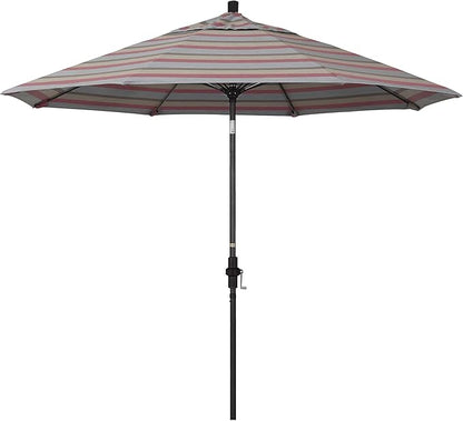 California Umbrella 9' Round Aluminum Pole Fiberglass Rib Market Umbrella, Crank Lift, Collar Tilt, Black Pole, Sunbrella Spectrum Mist