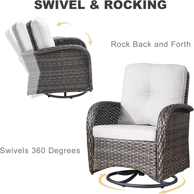 HUMMUH 8-Piece Outdoor Patio Furniture PE Wicker Patio Conversation Set,High Back Patio Couch with Ottomans Outdoor Chairs for Backyard,Porch,Deck