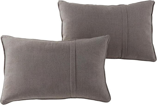 Greendale Home Fashions Sunbrella 21" x 14" Rectangle Outdoor Throw Pillow with Removable Cover (Set of 2), Cast Shale 2 Count
