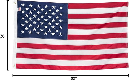 American Flag 3x5 Made in USA | Heavy Duty 400D Oxford Nylon for High Winds | Quadruple Stitched Fly End | Embroidered Stars & Sewn Stripes | Brass Grommets | U.S. Flag