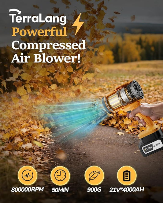 Electric Leaf Blower Cordless,800000RPM Adjustable Gear Handheld Leaf Blower with 2 * 4.0Ah Batteries and Charger Included.Power blowers for Lawn Debris.