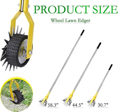 Wheel Rotary Edger, Adjustable Length Lawn Edger, Stainless Steel Edger Lawn Tool, Lawn Tool for Manual Edger, Rotary Edger for Sidewalks, Gardens, Driveways and Flower Bed Edging, yellow