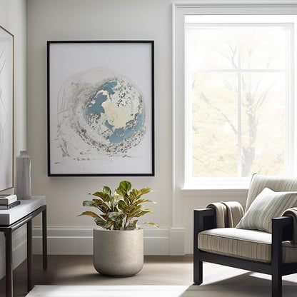 Kante 13.8-Inch Dia Round Concrete Planter, Indoor & Outdoor Garden Pot with Drainage Hole & Rubber Plug, Ideal for Flower and Tree, Weathered Concrete