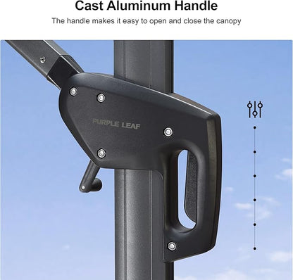PURPLE LEAF 8 Feet Patio Umbrella Outdoor Cantilever Square Umbrella Aluminum Offset Umbrella with 360-degree Rotation for Garden Deck Pool Patio Taupe