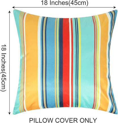 Pyonic Set of 2 Outdoor Throw Pillow Covers 16x16 Inch Blue Stripe Waterproof Modern Cushion Case Home Decor for Patio Couch Chair