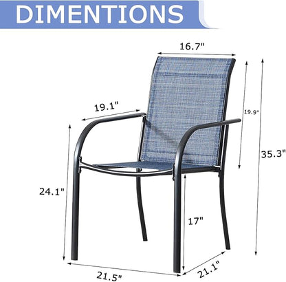 Patio Chairs Set of 4, Outdoor Dining Chairs with Breathable Textilene Fabric, Stackable Patio Chairs for Lawn, Garden, Backyard, Poolside, Blue