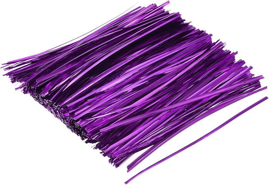 MECCANIXITY Foil Twist Ties 7" 18cm Metallic Plastic Closure Tie for Tying Bread, Candy, Cookies, Gift Bags Arts Crafts Ties Purple Pack of 750