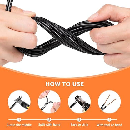 SUNVIE 100FT 16/2 Low Voltage Landscape Wire, 16 Gauge Low Voltage Stranded Copper Wire, 16 AWG 2 Conductor Electric Wire Direct Burial Lamp Wire for Landscape Lighting Wire, ETL Listed, Black