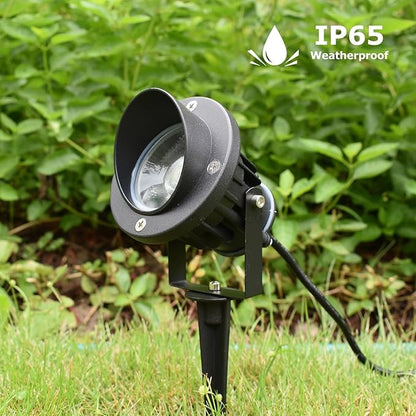 GBS9809 LED Spotlights, 9W 120V Line Voltage, 5000K Daylight, with Metal Ground Stake, Outdoor Flag Light, Landscape Spotlight, Corded Plug, Not Dimmable (Pack of 2)