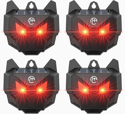 Solar Powered Racoon Repellent Devices with Flashing Lights, Waterproof Coyote Deterrent Device Energy-Efficient Predator Lights for Chicken Coop