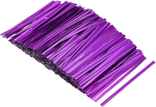 MECCANIXITY Foil Twist Ties 3" 8cm Metallic Plastic Closure Tie for Tying Bread, Candy, Cookies, Gift Bags Arts Crafts Ties Purple Pack of 750