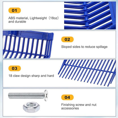 Lasnten 6 Pcs Manure Fork Head Bulk 18 Tines Pitch Fork Replacement Head with Screws and Nuts Durable Stable ABS Plastic Pitchfork for Horse Stall Picking up Manure(Blue)