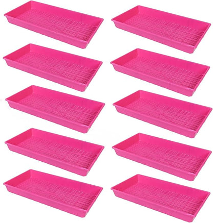 SUNPACK 10" x 20" Heavy Duty Mesh Plastic Seed Starting Tray, Magenta, 2.3" (Pack of 10) - Ensures Water Drainage and Aeration, Perfect for Greenhouses or Indoor Gardening