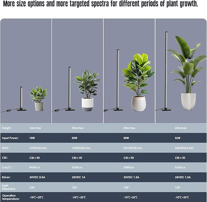 GLOWRIUM Grow Lights for Indoor Plants, 36W Vertical Plant Grow Lights with Auto-Timer, Full Spectrum LED Standing Plant Grow Light, 3 Light Modes, 6-Level Dimmable (60in)