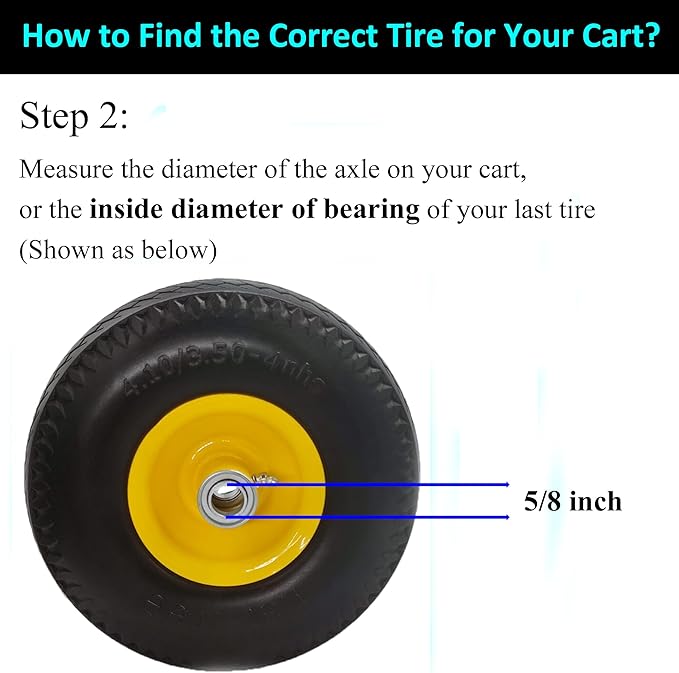 Flat Free 4.10/3.50-4 Hand Truck Tire with 3/4 Axle Bore, 2.2” Offset 10 inch Solid Tire Replacement for Hand Truck/Wagon/Garden Cart/Wheelbarrow/Dolly/Lawnmower (Set of 2) (2.2“ Offset)