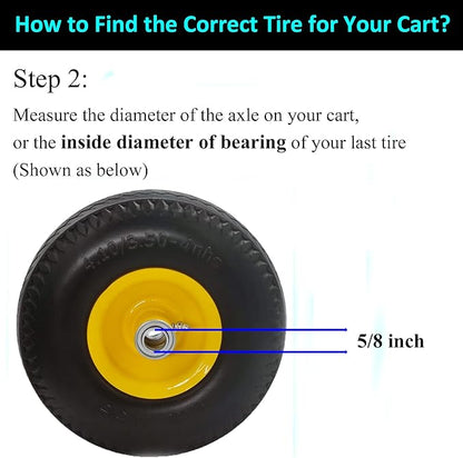 Flat Free 4.10/3.50-4 Hand Truck Tire with 3/4 Axle Bore, 2.2” Offset 10 inch Solid Tire Replacement for Hand Truck/Wagon/Garden Cart/Wheelbarrow/Dolly/Lawnmower (Set of 2) (2.2“ Offset)
