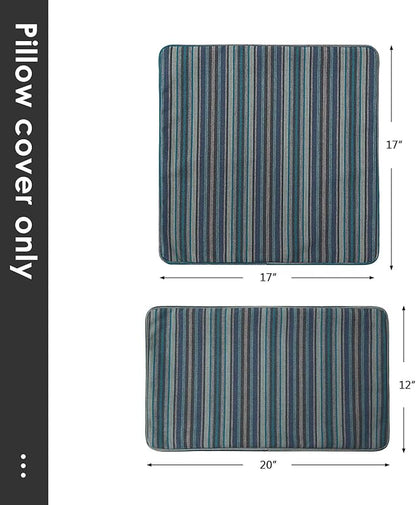 Outdoor Sunbrella Decorative Throw Pillow Covers Only, Pack of 4, 17"x17" & 20"x12" Water Repellent Replacement Lumbar Pillow Case for Patio, Couch, Sofa and Patio Furniture, Troupe Dock