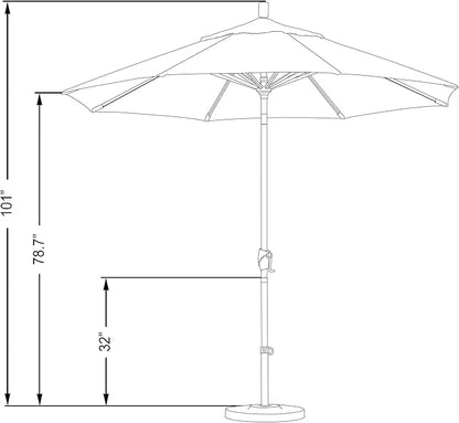 California Umbrella GSPT908302-5403 9' Round Aluminum Market, Crank Lift, Push Button Tilt, Black Pole, Sunbrella Jockey Red Patio Umbrella, 9-Feet