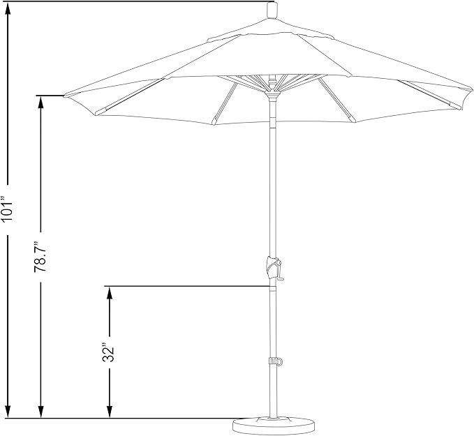California Umbrella GSPT908302-5410 9' Round Aluminum Market, Crank Lift, Push Button Tilt, Black Pole, Sunbrella Air Blue