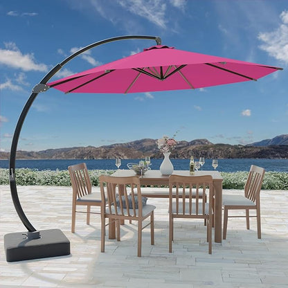 Outdoor Patio Umbrella with Sand Bag Included, 11 FT Deluxe Curvy Cantilever Umbrella Offset Hanging Umbrella with 360° Rotation for Market, Pool, Garden, Backyard, Deck