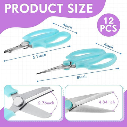 12 Pcs Gardening Tools Flower Scissors Flower Bar Supplies Pastel Rainbow Color Pruning Scissors Floral Shears Stainless Steel Garden Clippers Cutters for Branches Leaves, Gift for Women(Fresh Color)