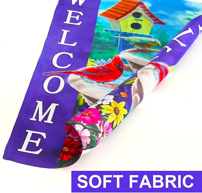 Welcome spring summer bird flags for outside 28x40 double sided, summer house flags, Large Flags Outdoor flags for outside decoration