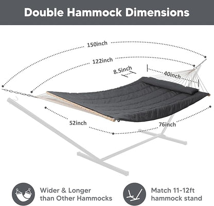 SUNCREAT Hammocks for Outside, Two Person Hammock for Patio, Garden, Porch, Outdoor, Dark Grey