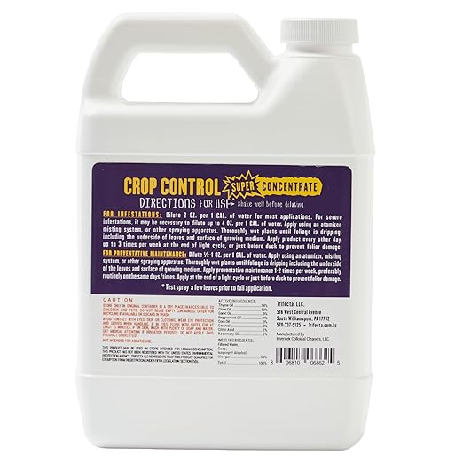 Trifecta Crop Control Super Concentrate All-in-One Natural Pesticide, Fungicide, Miticide, Insecticide, Help Defeat Spider Mites, Powdery Mildew, Botrytis, Mold, and More on Plants 4 OZ
