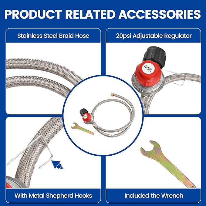 ARC Advanced Royal Champion ARC Propane Burner, 200,000 BTU Propane Stove with 0-20 PSI Regulator, Outdoor Burners for Cooking Gas Burner Gas Cooker Single Burner for Outdoor Cooking