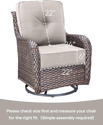 Luxury 22x24/22x25 6-Inch Outdoor Chair Cushions Set of 4 - Heavy Duty Water Repellent Comfortable Cushion for Patio Furniture Dining Gliding Rocking Chair Loveseat L-Shape Sofa - Beige