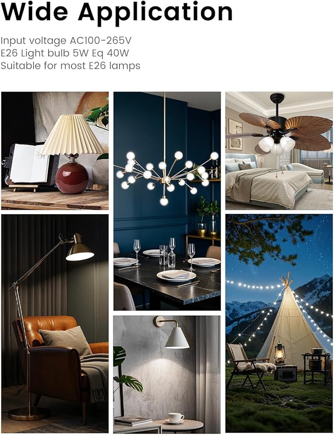 BSOD Refrigerator Light Bulb, 6000K Daylight Light Bulbs 95+ CRI, LED 5W Eq 40W, 120V E26 Base G45 Globe Small Lightbulbs, Vanity Waterproof Full Spectrum for Fridge, Bathroom, Office, Plants...