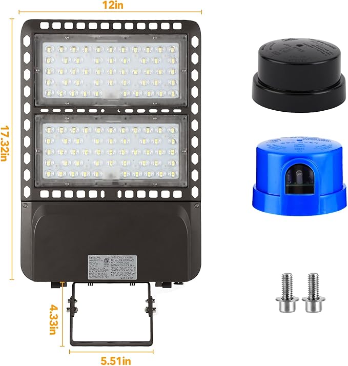 200W LED Parking Lot Light,5000K 28000LM Outdoor floodlights with Dusk to Dawn Photocell,IP65 Waterproof AC100-305V, Outdoor Shoebox Lighting with Trunnion Wall Yoke Mount for Yard Garage Barn