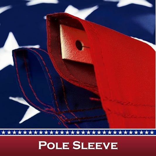 Pole Sleeve Flag 3x5,Us Flag Pole Sleeve,New 420D Polyester,Heavy Duty Durable TearProof,Embroidered Stars,Sewn Stripes,UV Protection,Water Resistant,Sleeved American Flag (Pole NOT Included)