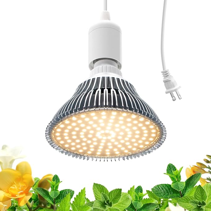 Bstrip LED Hanging Grow Light, Grow Light Bulb for Indoor Plants, 25W Full Spectrum Hanging Grow Light,3000K Plant Light Bulbs with 16.4FT Power Cord, Pendant Grow Lights for Indoor Plants, 1 Pack