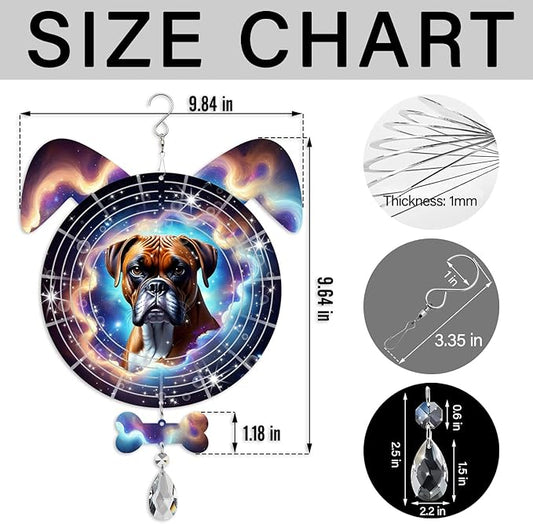 Boxer Dog Ears Wind Spinner, Boxer Wind Spinner Hanging for Yard and Garden