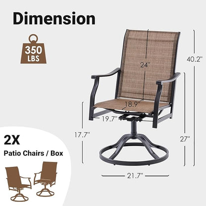 Soohow Outdoor Dining Chairs Set of 4, 360°Swivel Patio Dining Chair with Textilene Fabric, Outdoor Metal Armchair All Weather Resistant, Ergonomic Comfort, Perfect for Patio, Backyard, Balcony