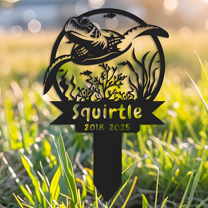 Custom Turtle Metal Memorial Plque,Personalized Turtle Remembrance Stake,Turtle Loss,Grave Markers,Outdoor Garden Decor,Yard Sign turtle 14inch