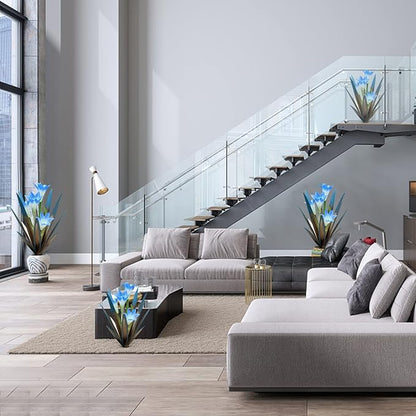 Homight Metal Agave Plant Outdoor Decoration Lily Mexican Yard Art Garden Gift Home Decor Hand Painted Metal Agave Garden Yard Statue, Outdoor Lawn Ornaments(3 Big Blue Lilies)