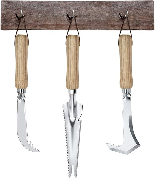 Jardineer Weed Puller Tools Set, 3 Pack Hand Crack Weeder, Stainless Heat Treated Steel Weed Root Remover with Ergonomic Handle, Multi-Purpose Weeding Tools for Lawn Garden Patio & Yard