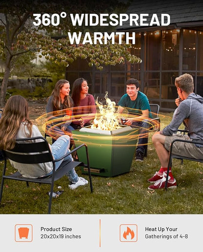 LEGACY HEATING Smokeless Fire Pit, Portable Outdoor Firepits 20 inch, Carry Handle for Backyard Patio Camping Bonfire, Stainless Steel, Ideal for 4-8 People, 32.19 lbs, Green, Cyberpit One
