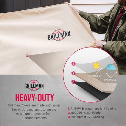 Grillman Premium Grill Cover for Outdoor Grill, BBQ Grill Cover, Rip-Proof, Waterproof, Top Heavy-Duty Large Grill Covers for Outside, Barbecue Cover & Gas Grill Covers (52" L x 26" W x 43" H, Tan)