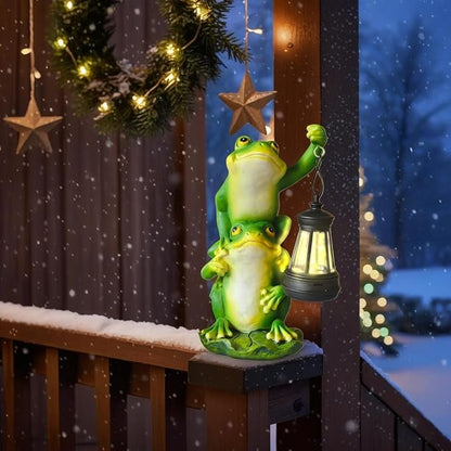 Solar Outdoor Statues Frog Garden Decor Figurine Lights for Outside, Yard Decorations Outdoor Patio Decor, Unique Housewarming Gardening Gifts for Women