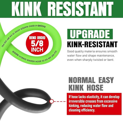 Garden Hose 25 ft x 5/8", NON-EXPANDING Flexible Water Hose, Kink Resistant Lightweight Hybrid Hose, Leakproof Yard Hose with Male to Female Fittings