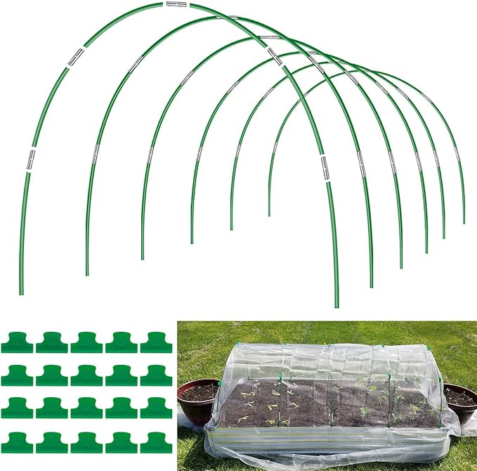Garden Hoops for Raised Beds, 36pcs Greenhouse Hoops Grow Tunnel, 8ft Rust-Proof Fiberglass Frame for Garden Netting, Row Cover, Protecting Outdoor Plants