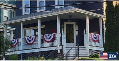 American Pleated Fan Flag Bunting. 2 x 4 ft Stars & Sewn Stripes USA Indoor/Outdoor Cotton Bunting Banner. Perfect for July 4th and America 250 events. 100% Made in USA by Old Glory Bunting